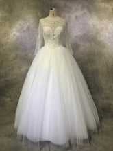 Beaded Illusion Tulle Floor-length Wedding Dress