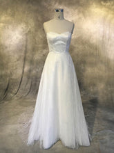 A-Line Sweetheart Tulle Wedding Dress with Ruffles and Sweep Train