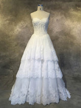 Tiered Ball Gown Sweetheart Tulle Sweep Train Wedding Dress