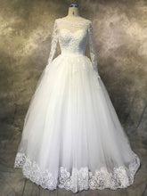 Illusion Tulle Chapel Train Wedding Dress with Appliques Lace