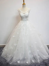 Illusion Tulle Ball Gown Wedding Dress with Beading