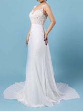 Elegant Trumpet/Mermaid Illusion Chiffon Watteau Train Wedding Dress With Appliques Lace