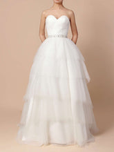 Beautiful Ball Gown Sweetheart Tulle Sweep Train Wedding Dresses With Tiered