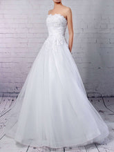 Straight Tulle Wedding Dress With Beading and Sweep Train - Ball Gown