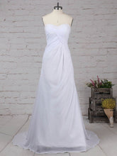 A-line Sweetheart Chiffon Sweep Train Wedding Dress With Beading