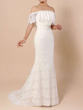 Trumpet/Mermaid Off-the-shoulder Lace Wedding Dresses with Sashes/Ribbons