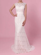 Trumpet/Mermaid Illusion Lace Floor-length Wedding Dress With Sashes / Ribbons