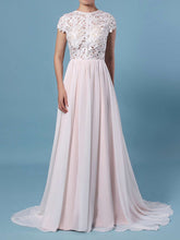 A-Line Illusion Lace Chiffon Floor-Length Wedding Dress