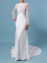 Trumpet/Mermaid Illusion Lace Satin Sweep Train Wedding Dress
