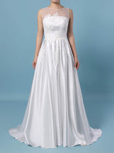 Elegant Ball Gown Satin Wedding Dress With Pockets