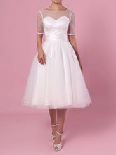 Tea-length Wedding Dress with Sashes and Illusion Tulle for a Stunning Look