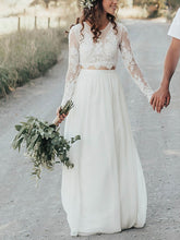 A-Line Illusion Chiffon Floor-Length Wedding Dress with Appliques Lace