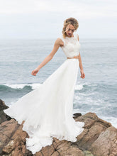 A-line Illusion Chiffon Floor-length Wedding Dress With Appliques Lace