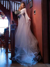 Elegant Trumpet/Mermaid V-neck Lace Sweep Train Wedding Dress