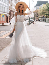 Elegant Sweetheart Tulle Trumpet/Mermaid Wedding Dress with Appliques Lace