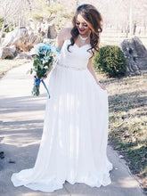 A-line Sweetheart Chiffon Court Train Wedding Dress with Beading