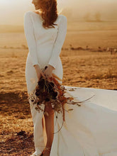 Sheath/Column Square Neckline Stretch Crepe Court Train Wedding Dress With Split Front