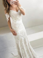 Lace Sweep Train Wedding Dress ¨C Trumpet/Mermaid Off-the-Shoulder Style