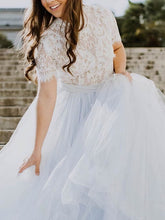 Elegant Court Train Wedding Dress with Illusion Lace Tulle Ball Gown