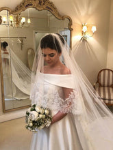 Elegant Off-the-shoulder Wedding Dress with Satin Sweep Train