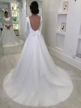 Satin Court Train Wedding Dress With Bow and Scoop Neck for a Ball Gown Look