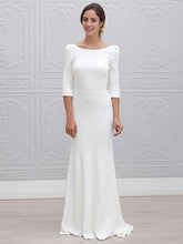 Mermaid Scoop Neck Silk-like Satin Wedding Dress with Trumpet Sweep Train