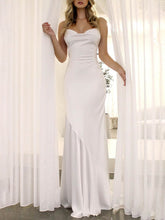 Silk-like Satin Sweep Train Trumpet/Mermaid Cowl Neck Wedding Dress