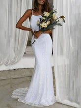 Mermaid Scoop Neck Lace Sweep Train Wedding Dress for a Trumpet Look