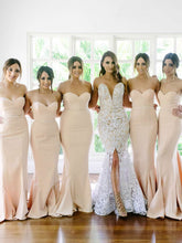 Silk-like Satin Sweetheart Trumpet/Mermaid Bridesmaid Dress with Sashes/Ribbons and Sweep Train