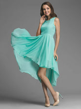 Wholesale A-line Scoop Neck Chiffon Bridesmaid Dresses with Asymmetrical Sashes / Ribbons