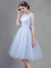 Princess Lace Tulle Scoop Neck Bridesmaid Dresses with Sashes / Ribbons