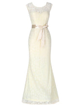 Sashes & Ribbons Bridesmaid Dress - Lace Scoop Neck Trumpet/Mermaid Floor-length