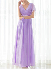 Empire Floor-length Chiffon Bridesmaid Dresses with Sashes/Ribbons V-neck