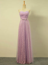 A-line Sweetheart Lace Tulle Bridesmaid Dress with Sashes/Ribbons