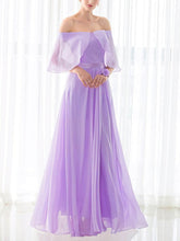 Chiffon Off-the-shoulder A-line Floor-length Bridesmaid Dresses with Sashes/Ribbons