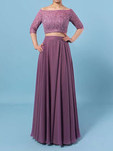Beautiful Lace Chiffon Off-the-shoulder A-line Floor-length Bridesmaid Dresses