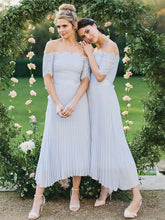 Lace Chiffon Off-the-shoulder A-line Ankle-length Sashes/Ribbons Bridesmaid Dresses