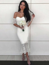 Lace Asymmetrical Sheath/Column Bridesmaid Dresses in Silk-like Satin