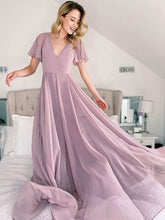 Chiffon V-neck A-line Sweep Train Bridesmaid Dresses