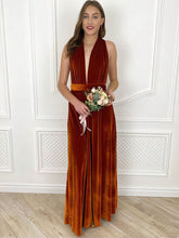 Velvet V-neck A-line Sweep Train Bridesmaid Dresses