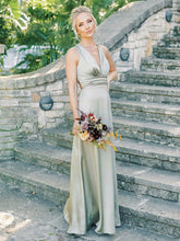 Silk-like Satin V-neck A-line Floor-length Bridesmaid Dresses
