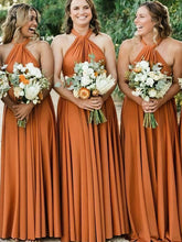 Silk-like Satin Halter A-line Floor-length Bridesmaid Dresses