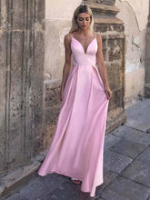 A-line V-neck Satin Bridesmaid Dresses for Floor-length Elegance