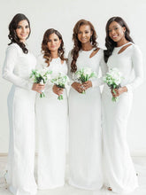 Silk-like Satin Scoop Neck Sheath/Column Floor-length Bridesmaid Dresses