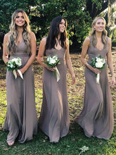 Chiffon V-neck A-line Sweep Train Bridesmaid Dresses