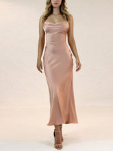 Sheath/Column Cowl Neck Satin Ankle-length Bridesmaid Dresses
