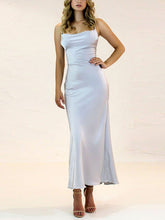Sheath/Column Cowl Neck Silk-like Satin Ankle-length Bridesmaid Dresses
