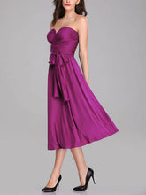 A-line Sweetheart Jersey Tea-length Bridesmaid Dresses with Sashes / Ribbons