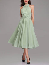 A-line V-neck Chiffon Tea-length Bridesmaid Dresses With Sashes & Ribbons