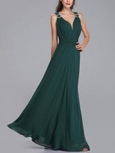 A-Line V-Neck Chiffon Floor-Length Bridesmaid Dress with Sashes & Ribbons